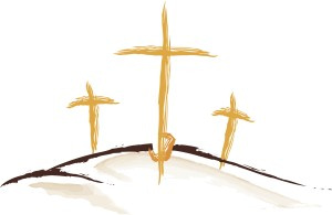 Three Gold Sketched Crosses