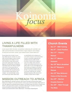 Fall Scenery Ministry Newsletter