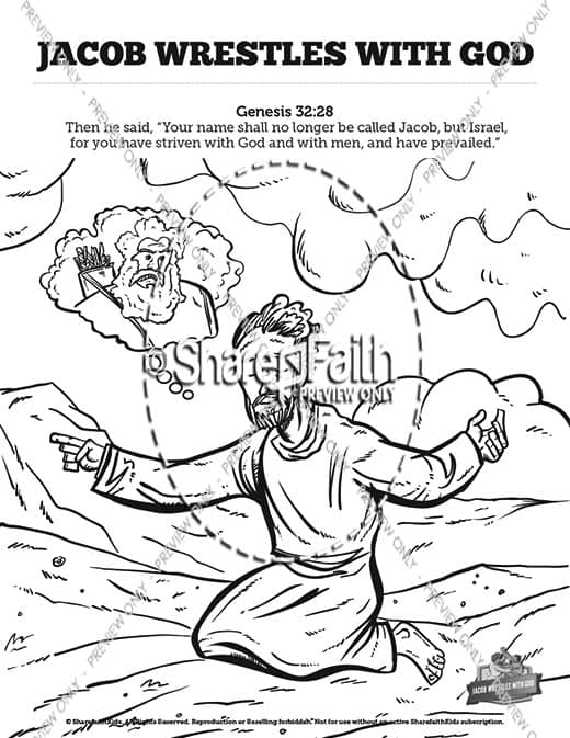 The Story Of Jacob Wrestling With God Sunday School Coloring Pages