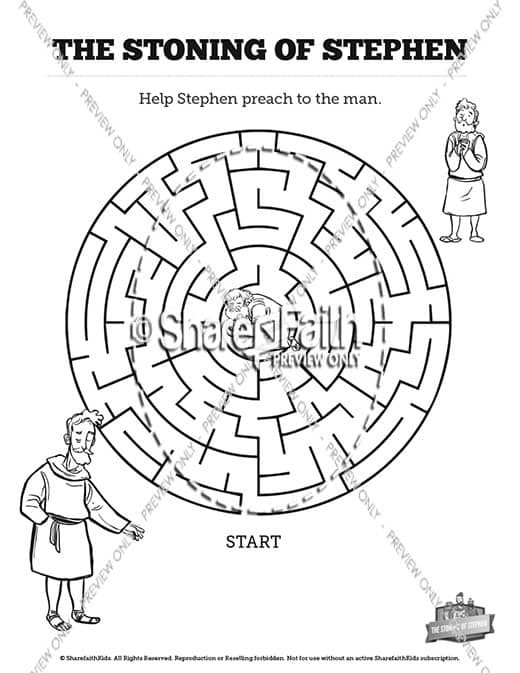 Acts 7 The Stoning of Stephen Bible Mazes
