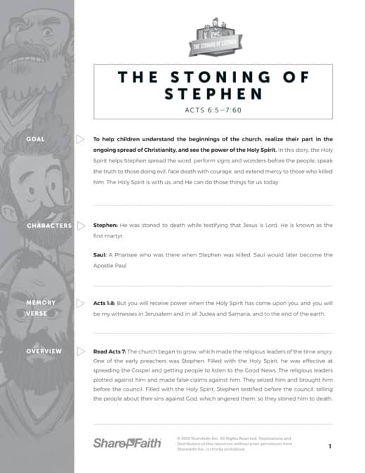 The Acts 7 The Stoning of Stephen Sunday School Curriculum
