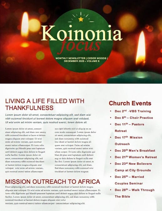 Christmas Eve Candlelight Service Newsletter