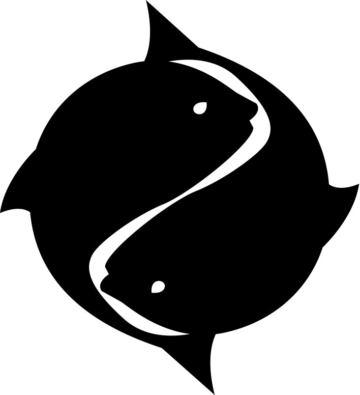 Black on white Circling Fish Symbol