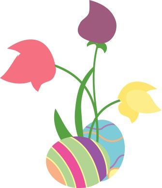 Eggs and Three Tulips