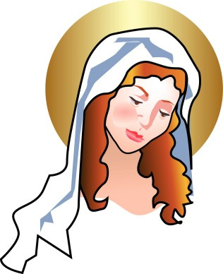 Mary Gazes Adoringly at Newborn Jesus