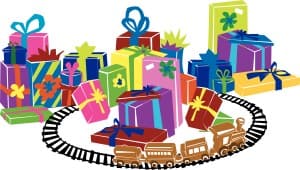 Train Track Alongside Christmas Presents