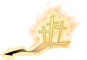Fiery Glowing Calvary Crosses