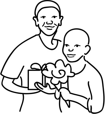 African American Mother and Son Line Art