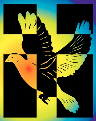 Rainbow Dove with a Cross