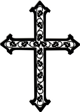 Cross with Ivy in Black and White