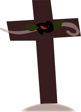 Brown Cross with Red Flower