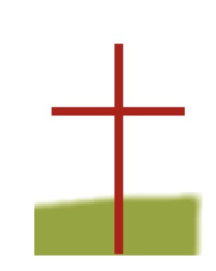 Red Thin Cross with Green