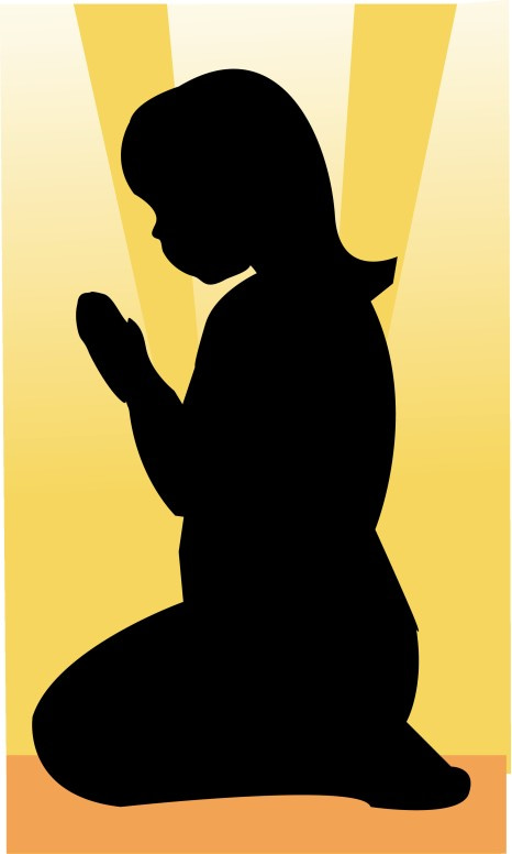 Kneeling and Praying Child with Rays