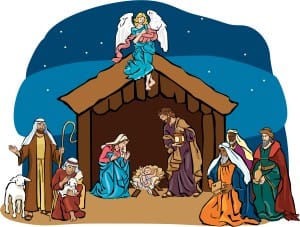 ShareFaith Media » Nativity Scene with Angel Overhead – ShareFaith Media