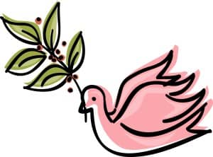 Pink Dove with Olive Branch Clipart