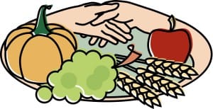 Harvest Plate with Hands Clipart