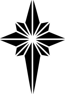 Black and White Nativity Star Clipart