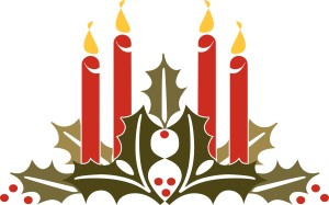 Holly and Candles Clipart
