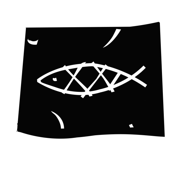 Black and White Fish Symbol Clipart