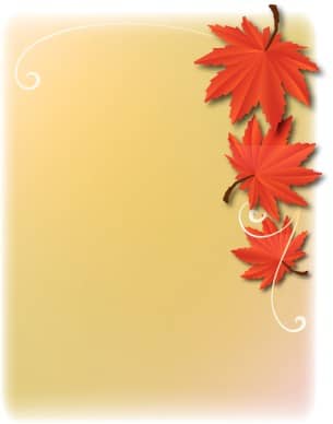 Three Red Leaves Church Clipart