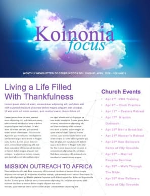 Dream Big Church Newsletter Template