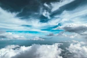 Flying Through the Clouds Religious Stock Photo