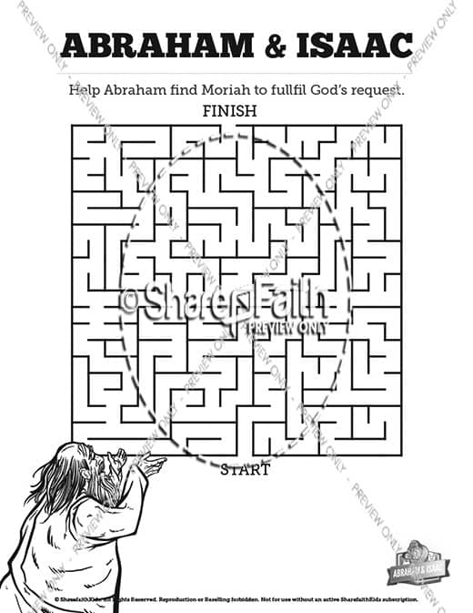 The Story Of Abraham and Isaac Bible Mazes