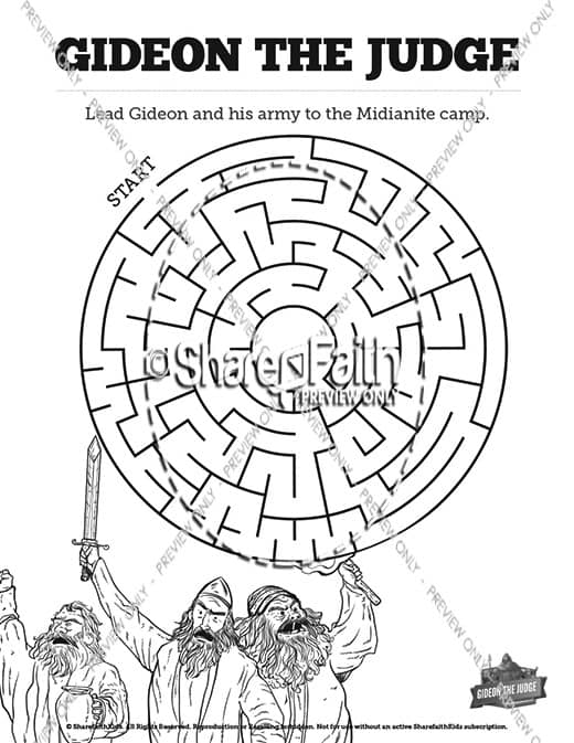 Judges 6 Gideon and the 300 Bible Mazes