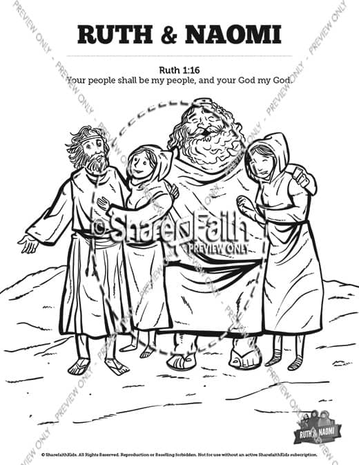 Ruth and Naomi Sunday School Coloring Pages