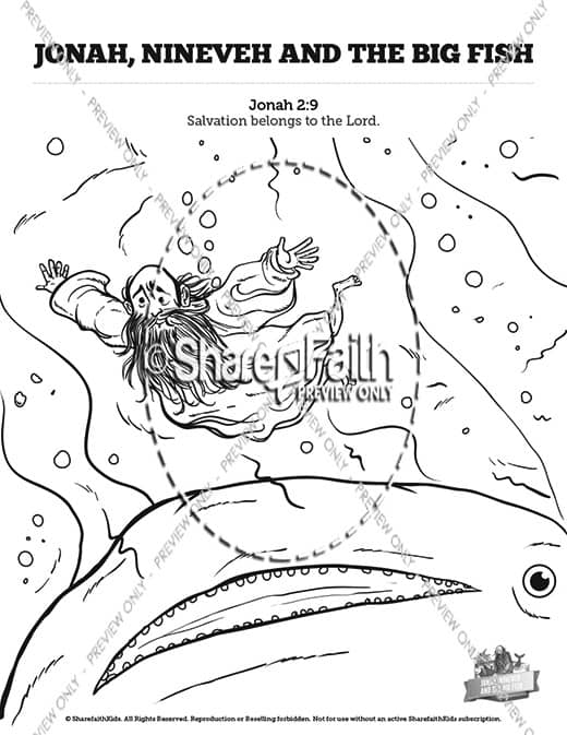 Jonah And The Whale Sunday School Coloring Pages