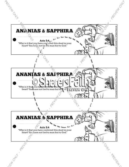 Acts 5 Ananias and Sapphira Bible Bookmarks