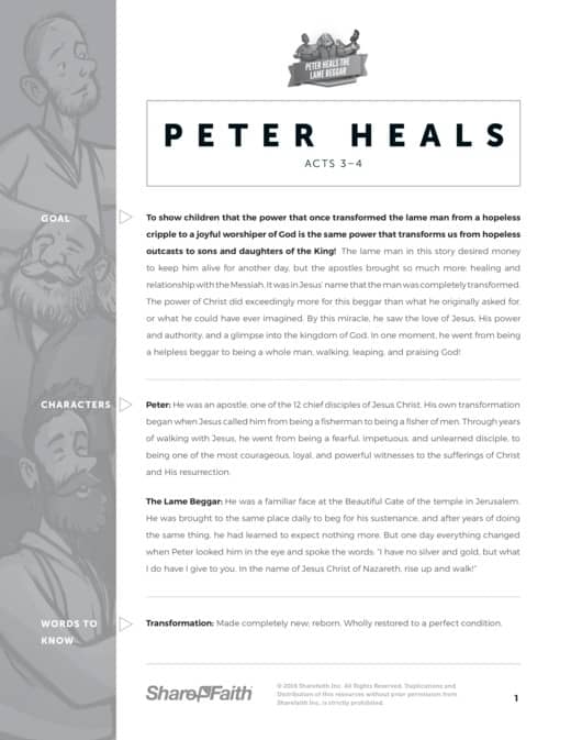 Acts 3 Peter Heals Sunday School Curriculum