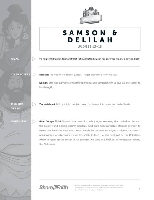 Samson and Delilah Sunday School Curriculum