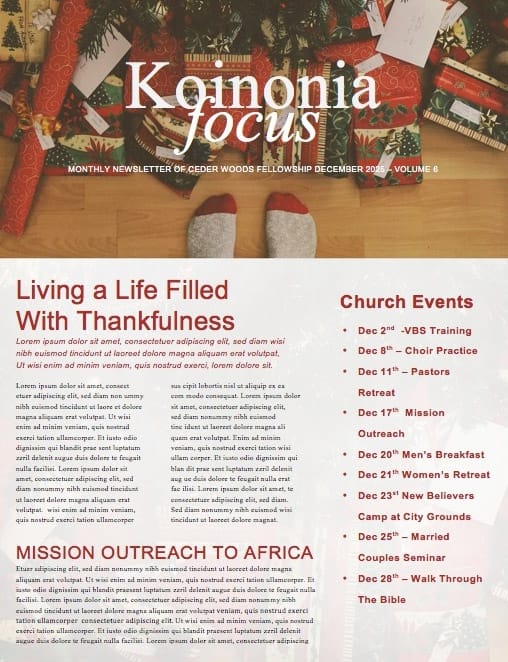 Christmas Unwrapped Church Newsletter
