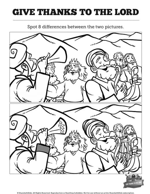 2 Chronicles 20 Give Thanks to the Lord Kids Spot the Difference