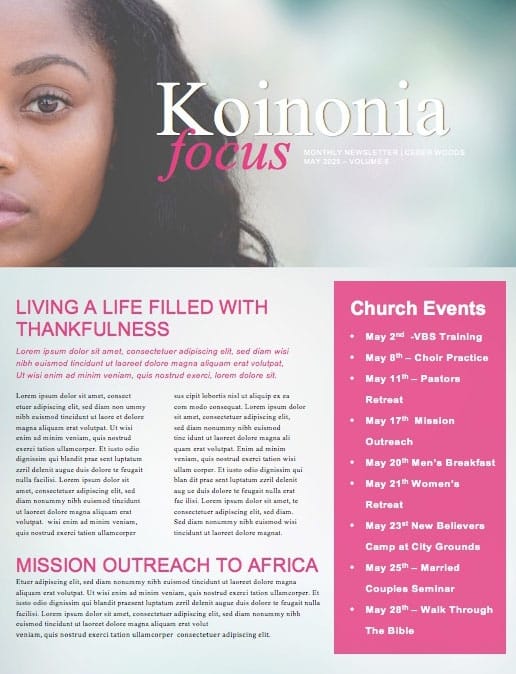 Being Mom Mother’s Day Church Newsletter
