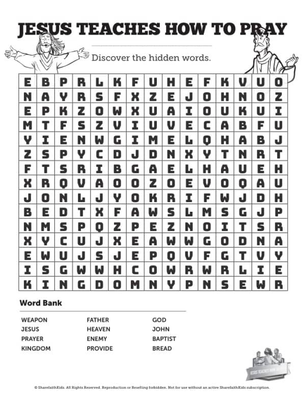 FREE Lord's Prayer Word Search Printable