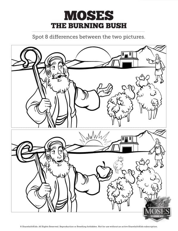 Exodus 3 Moses and the Burning Bush Kids Spot the Difference