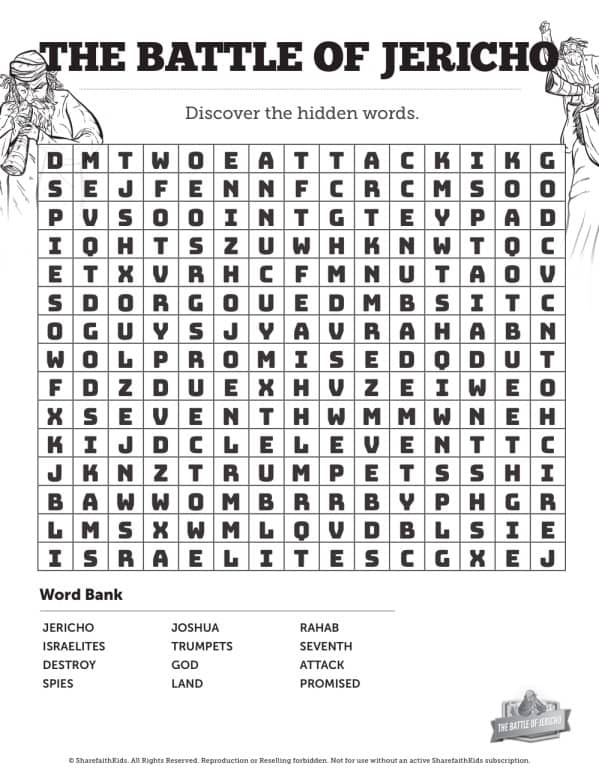 The Battle of Jericho Bible Word Search Puzzles