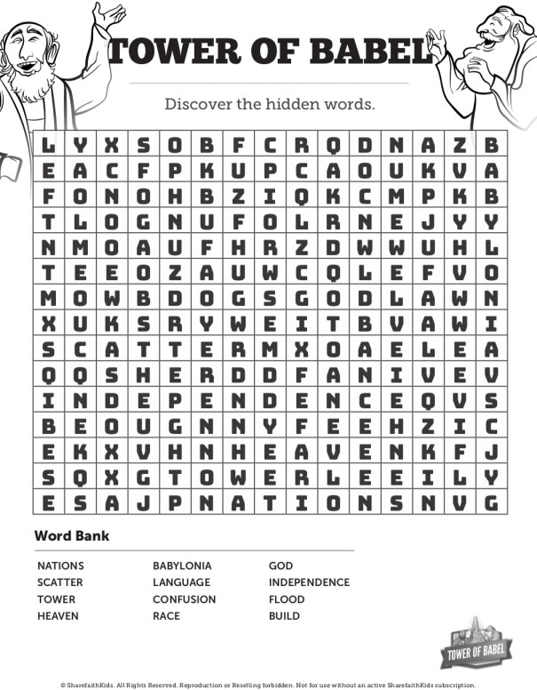 Tower of Babel Word Search Puzzles