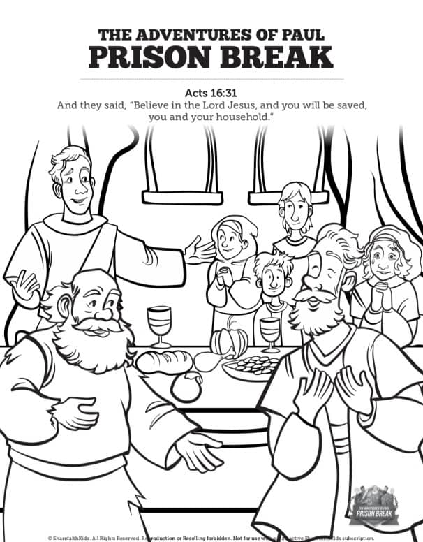 Acts 16 Prison Break Sunday School Coloring Pages