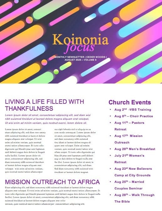 Fall Ministry Launch Church Newsletter