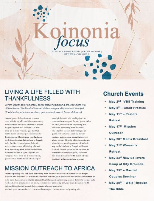 Mother’s Day Church Monthly Newsletter