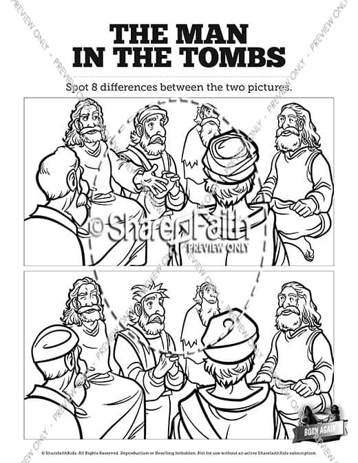 ShareFaith Media » Luke 8 The Man in the Tombs Spot the Differences ...