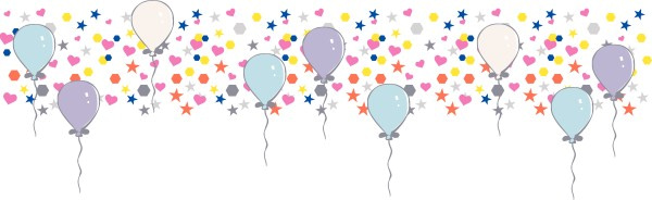 Many Bright Shapes with Birthday Balloons Divider