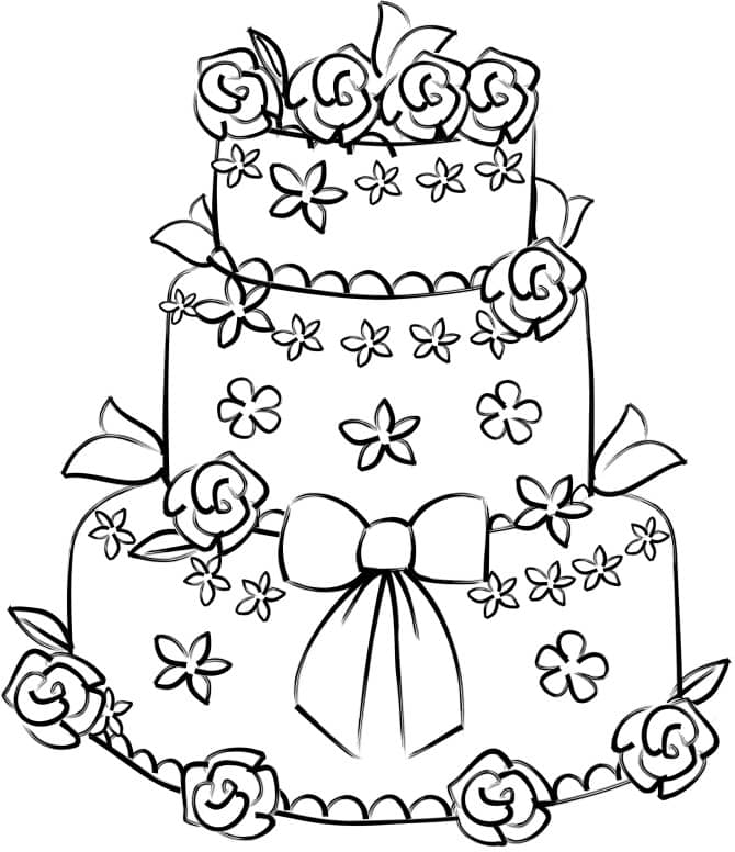 Rose Decorated Wedding Cake