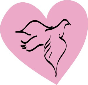 Dove Outline on Pink Heart