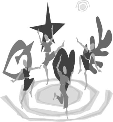 Four Dancers in Greyscale
