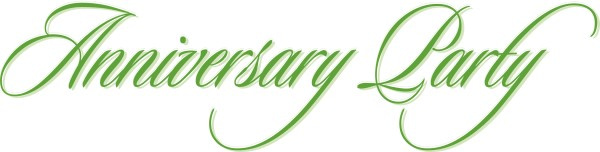 Green Anniversary Party Flowing Script