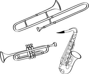 BW Line Art Brass Instruments